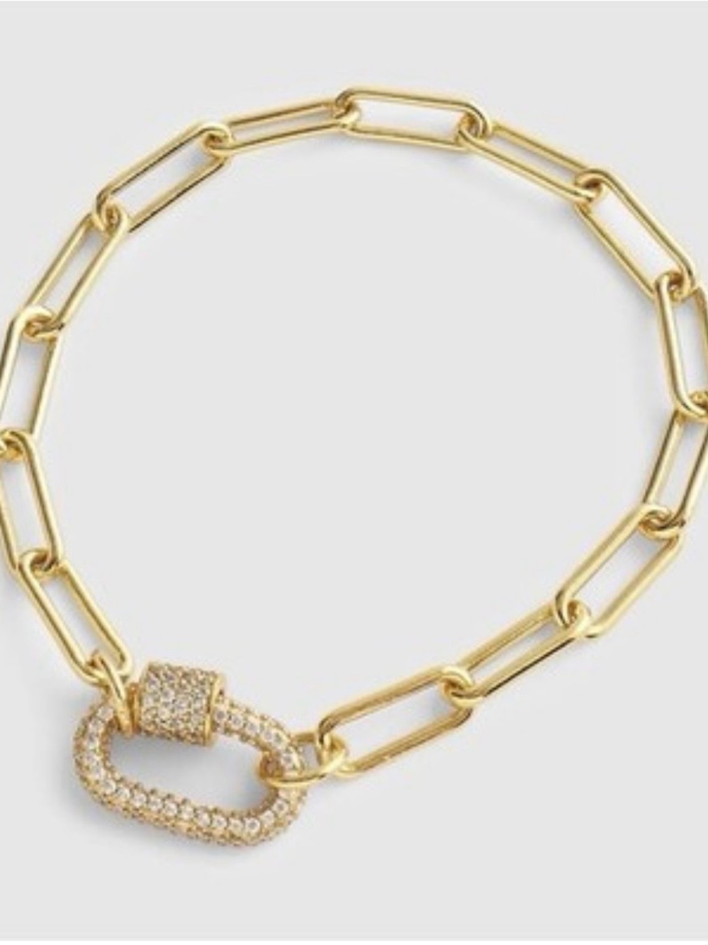 Madewell Gold Paperclip Chain Bracelet with Pavé Oval Link